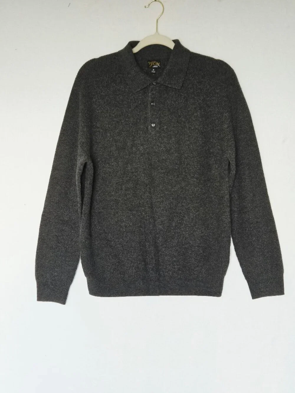 NWoT J.Crew 100% Goats Cashmere Cozy Soft Ribbed Sweater-Polo Grey #CM304